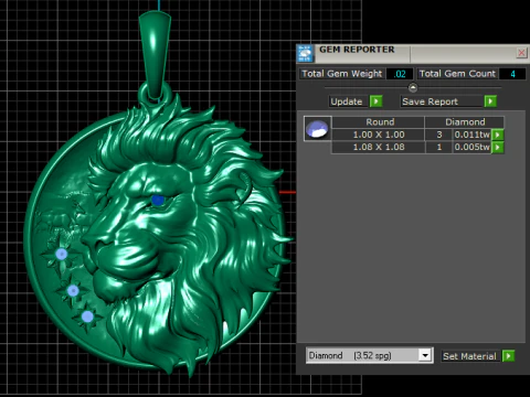 Sapphire lion pendant 3D Print Model