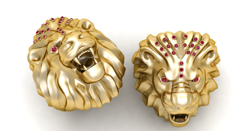 Roaring lion ring 3D 3D Druckmodell .c4d .max .obj .3ds .fbx .stl .blend 