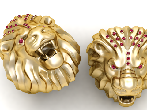 Roaring lion ring 3D 3D Print Model