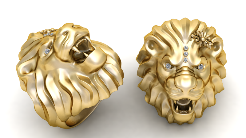Gold lion crown ring 3D printmodel .c4d .max .obj .3ds .fbx .stl .blend 