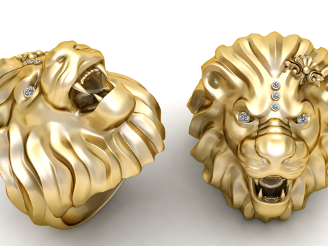 Gold lion crown ring 3D Print Model