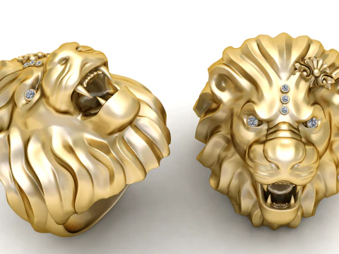 金狮子皇冠戒指 3D 打印模型