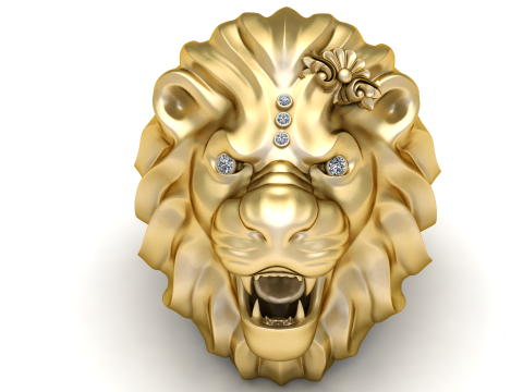 Gold lion crown ring 3D printmodel