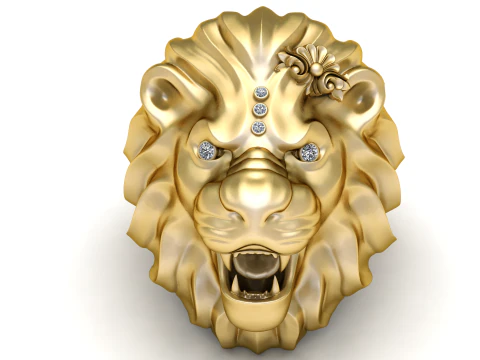 Gold lion crown ring 3D Print Model