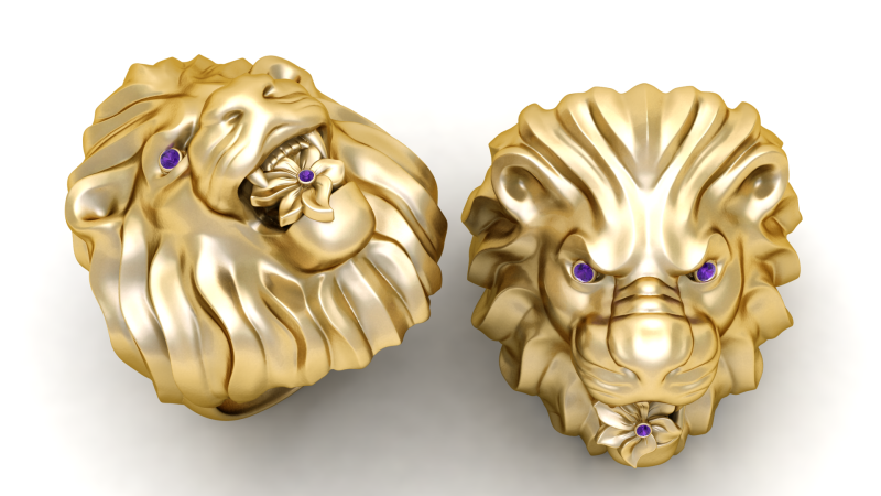 Majestic lion ring 3D 3Dプリントモデル .c4d .max .obj .3ds .fbx .stl .blend 