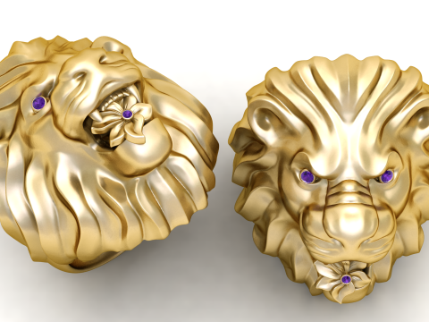 Majestic lion ring 3D 3D Print Model