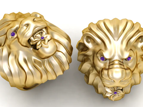 雄伟的狮子戒指3D 3D 打印模型