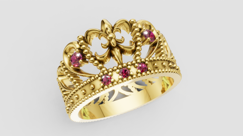 Crown ring 3D Print Model .c4d .max .obj .3ds .fbx .stl .blend 