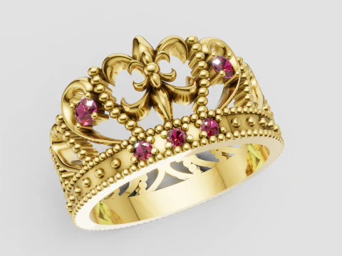 Bague couronne Modèles 3D en vedette