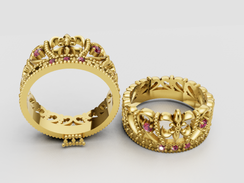Crown ring 3D Print Model