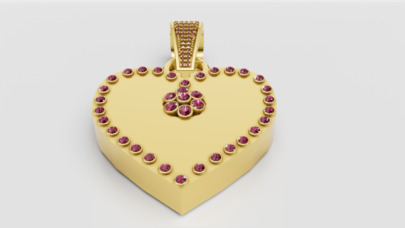 Ruby heart jewelry Model Cetak 3D .c4d .max .obj .3ds .fbx .stl .blend 