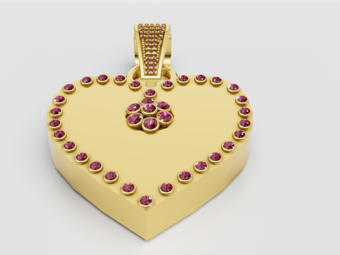 Ruby heart jewelry Model Cetak 3D