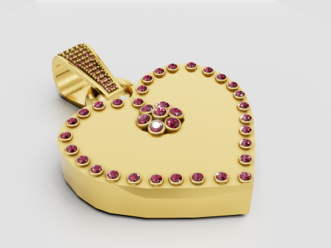 Ruby heart jewelry Model Cetak 3D