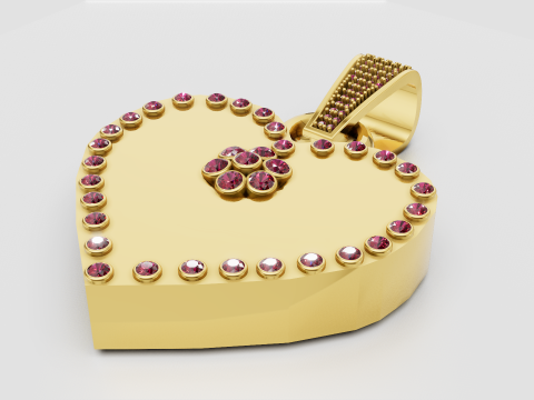 Ruby heart jewelry Model Cetak 3D