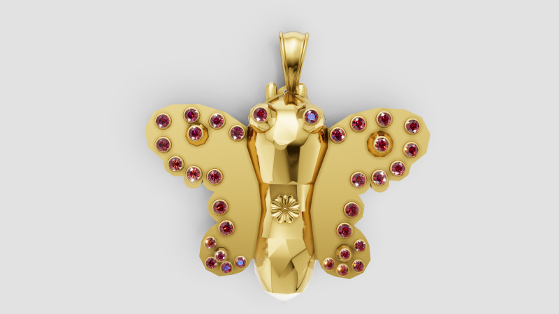 Butterfly pendant 3D Print Model .c4d .max .obj .3ds .fbx .stl .blend
