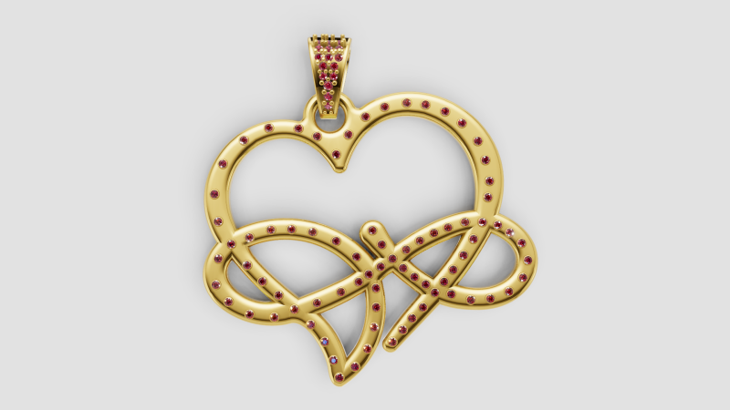 Infinity heart pendant 3D Baskı Modeli .c4d .max .obj .3ds .fbx .stl .blend 
