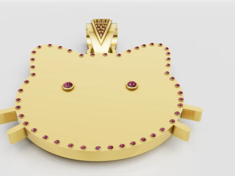 Ol&aacute; gatinho pingente Modelo de Impressão 3D