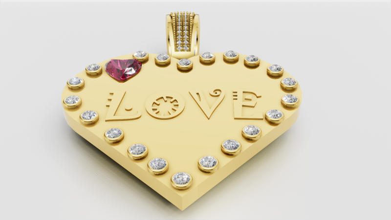 Love pendant 3D 打印模型 .c4d .max .obj .3ds .fbx .stl .blend