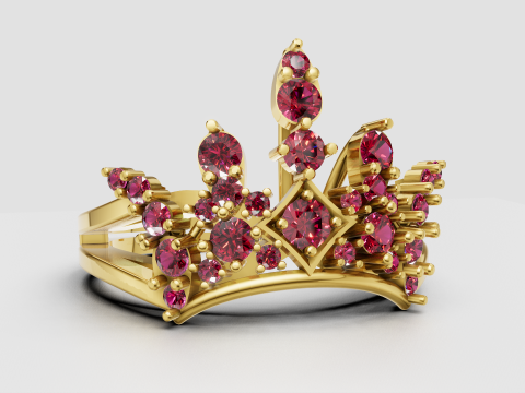 Princess crown ring Modèles 3D en vedette