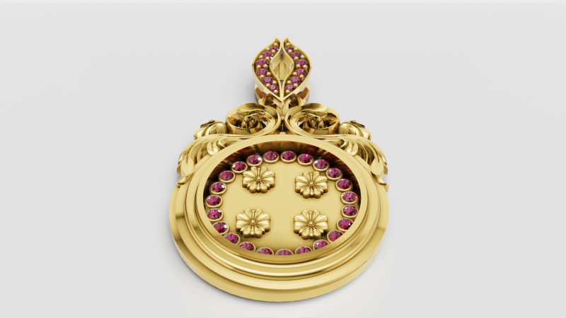 Квітковий золотий кулон 3D Принт Модель .c4d .max .obj .3ds .fbx .stl .blend 