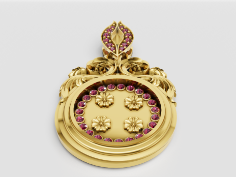 Floral gold pendant Modèles 3D en vedette