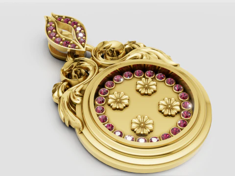 Floral gold pendant 3D Print Model