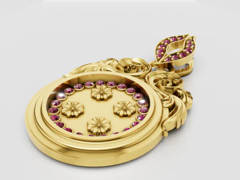 Floral gold pendant 3D Print Model
