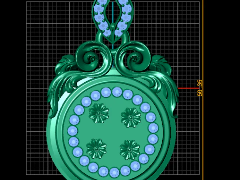 Floral gold pendant 3D Print Model