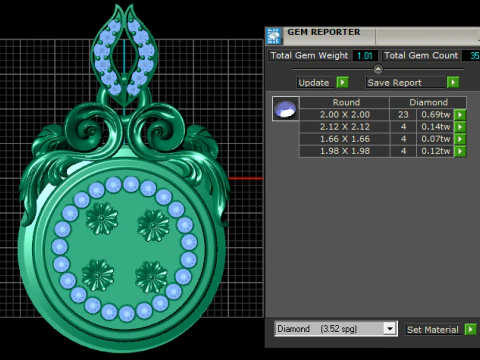 Floral gold pendant 3D Print Model