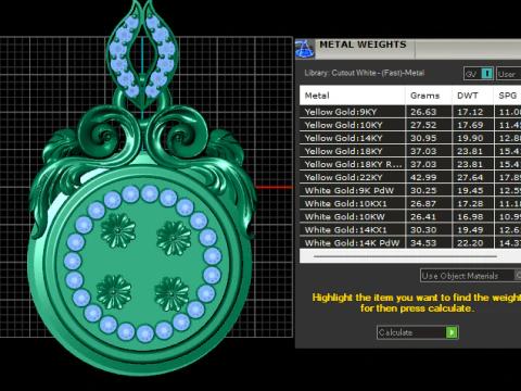 Floral gold pendant 3D Print Model