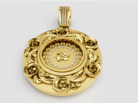 Floral gold pendant 3D Print Model