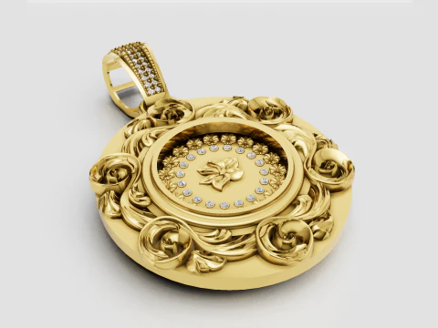 Floral gold pendant 3D Print Model