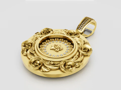 Floral gold pendant 3D Print Model