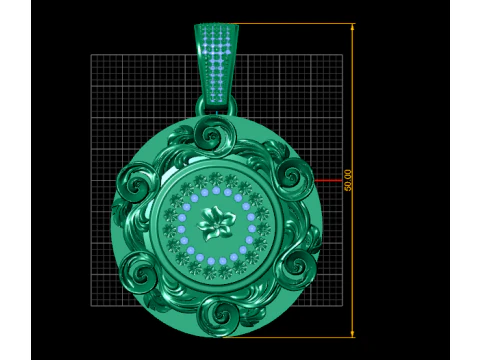 Floral gold pendant 3D Print Model