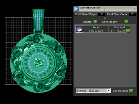 Floral gold pendant 3D Print Model