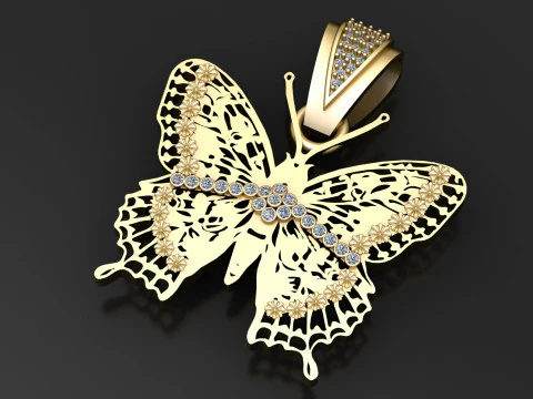 Butterfly gold pendant 3D Print Model