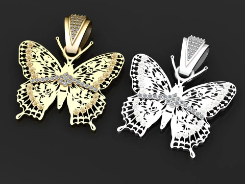 Butterfly gold pendant 3D Print Model