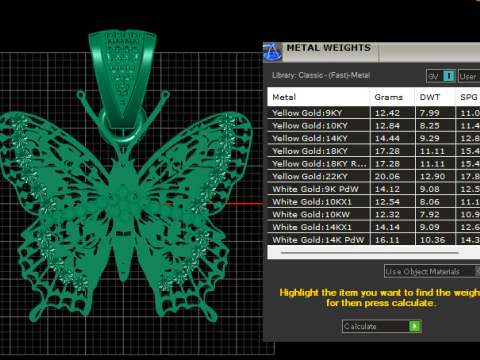 Butterfly gold pendant 3D Print Model