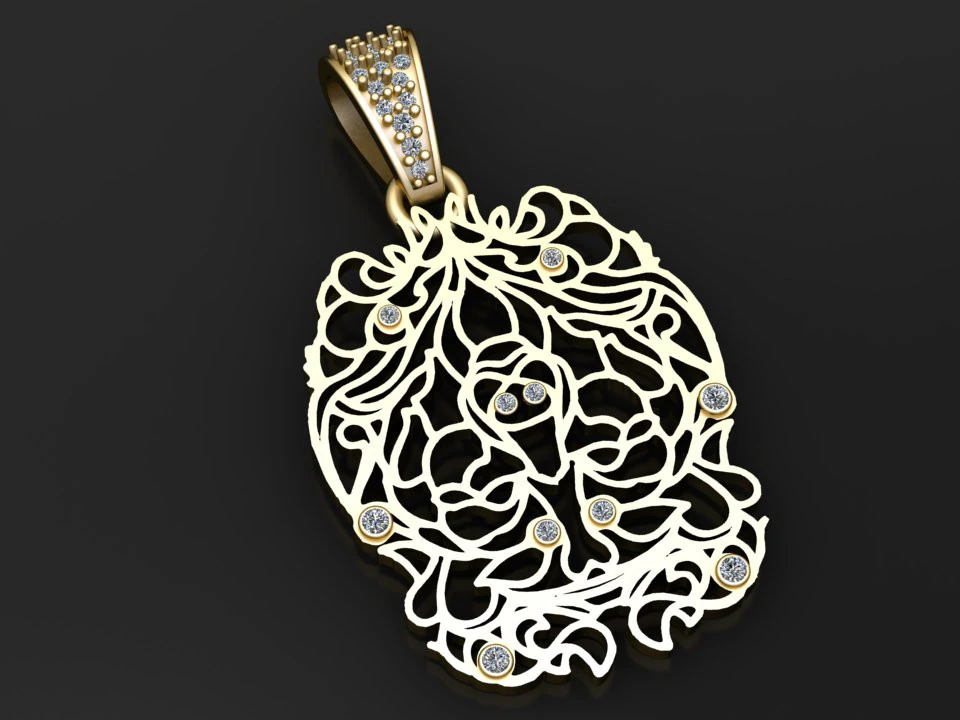 Floral cutwork pendant 3D Print Model .c4d .max .obj .3ds .fbx .stl .blend 