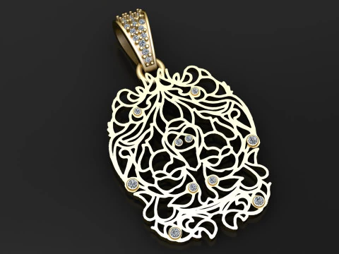 Liontin potongan bunga Model Cetak 3D