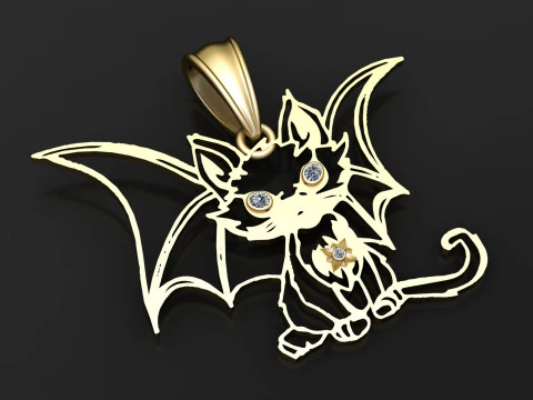 Kedi yarasa kolye 3D Baskı Modeli