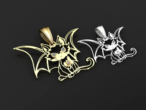 Cat bat pendant 3D Print Model