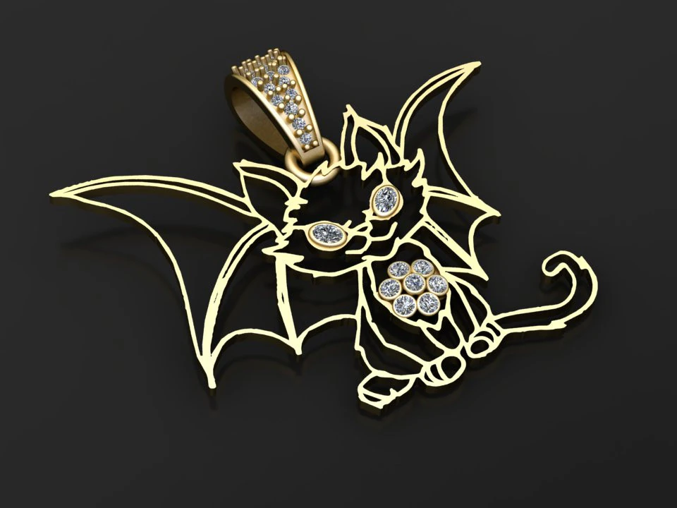 Fantasy cat pendant 3D Print Model .c4d .max .obj .3ds .fbx .stl .blend