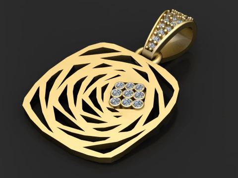Geometric gold pendant 3D Print Model