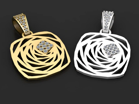 Geometric gold pendant 3D Print Model