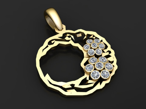 Abstract gold pendant 3D Print Model