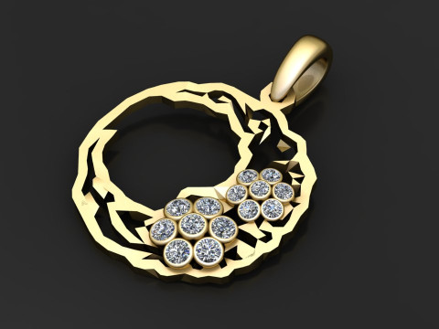 Abstract gold pendant Model Cetak 3D