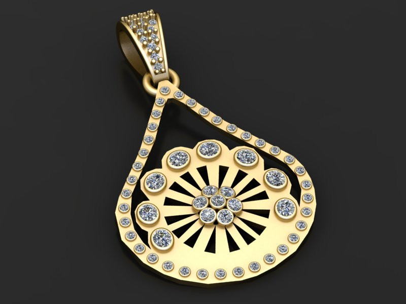 Floral gold pendant 3D Print Model .c4d .max .obj .3ds .fbx .stl .blend 