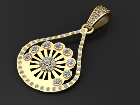 Floral gold pendant 3D Print Model