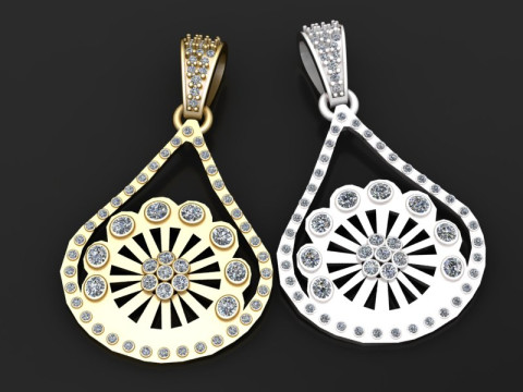 Floral gold pendant 3D Print Model